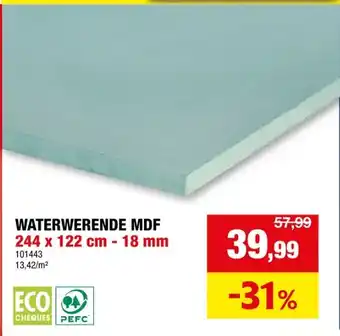 Hubo MDF-plaat waterwerend 244x122 cm 18mm aanbieding