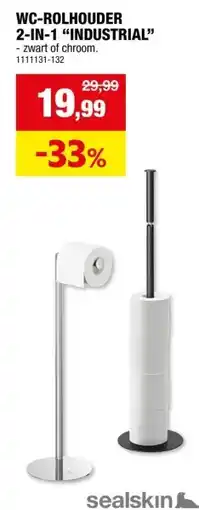 Hubo Sealskin Industrial WC-rolhouder 2-in-1 vrijstaand zwart aanbieding