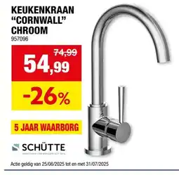 Hubo Schutte Cornwall keukenkraan eengreeps met ronde uitloop chroom aanbieding