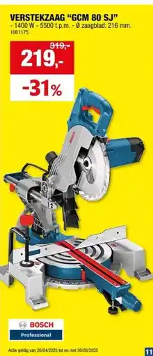 Hubo Bosch Professional GCM 80 SJ afkort- en verstekzaag 1400W 216mm aanbieding
