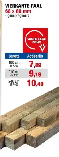 Hubo Cartri paal 210x6,8x6,8 cm vierkant aanbieding