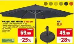 Hubo Garden Plus parasol 3,5m met hendel kaki aanbieding
