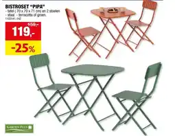 Hubo Garden Plus Pipa bistroset met 2 stoelen groen aanbieding