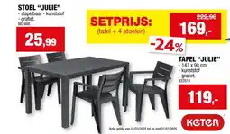 Hubo Keter Julie tuinstoel grafiet aanbieding