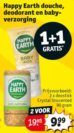Kruidvat Happy Earth douche, deodorant en baby- verzorging aanbieding