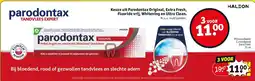 Kruidvat 3 x tandpasta Extra Fresh 75 ml aanbieding
