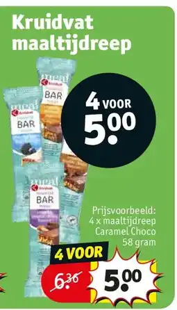 Kruidvat 4 x maaltijdreep Caramel Choco 58 gram aanbieding