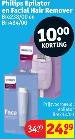 Kruidvat Philips Epilator en Facial Hair Remover Bre238/00 en Brr484/00 aanbieding