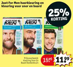 Kruidvat Just For Men haarkleuring en kleuring voor snor en baard aanbieding