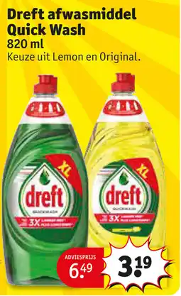 Kruidvat Dreft afwasmiddel Quick Wash aanbieding