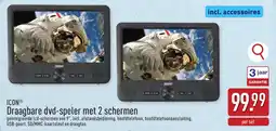 ALDI Icon Draagbare dvd-speler met 2 schermen aanbieding