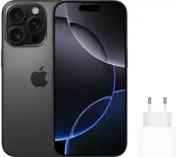 Coolblue Apple iPhone 16 Pro 128GB Black Titanium + Apple Snellader aanbieding