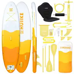 Decathlon Opblaasbaar Supboard met Premium Accessoire HUIIKE, Geel, Hoge Stabiliteit aanbieding