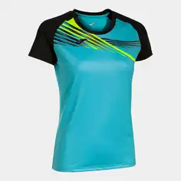 Decathlon Dames Sport T-shirt Joma Elite X Fluor Turquoise-Zwart M aanbieding