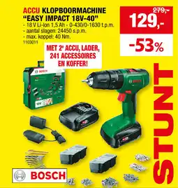 Hubo Accu klopboormachine easy impact 18V-40 aanbieding