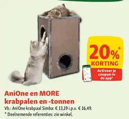 Maxi Zoo AniOne en MORE krabpalen en -tonnen aanbieding