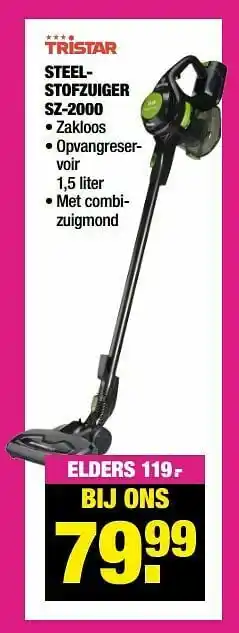 Big Bazar Tristar steelstofzuiger sz-2000 aanbieding