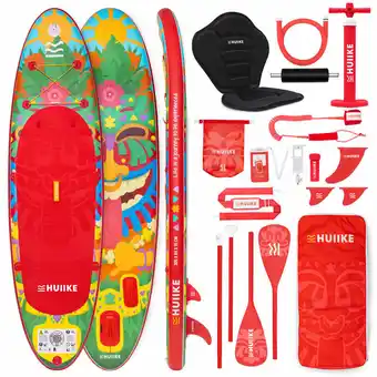 Decathlon Opblaasbaar Supboard met Premium Accessoire HUIIKE, Rood, Hoge Stabiliteit aanbieding