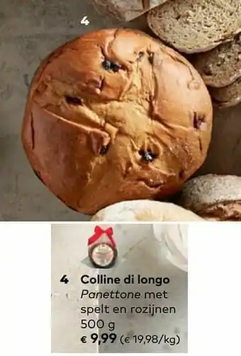 Colline di longo panettone met spelt en rozijnen