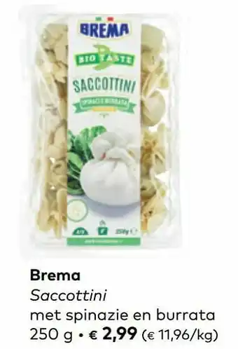 Bio Planet Brema saccottini met spinazie en burrata aanbieding