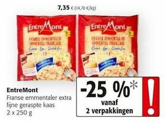 Colruyt Entremont franse emmentaler extra fijne geraspte kaas aanbieding