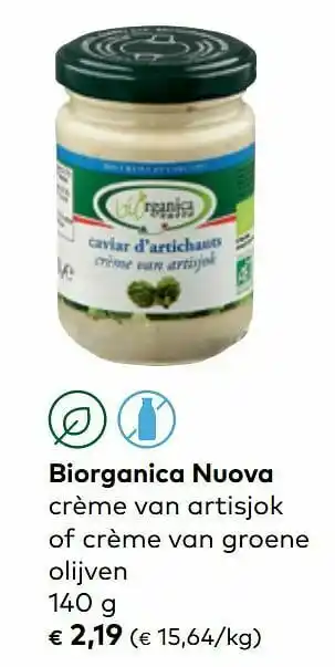 Bio Planet Biorganica nuova crème van artisjok of crème van groene olijven aanbieding