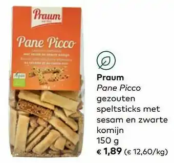 Praum pane picco gezouten speltsticks met sesam en zwarte komijn