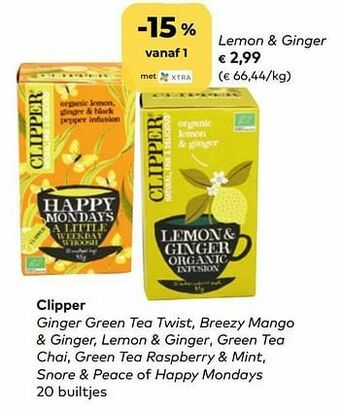 Bio Planet Clipper lemon + ginger aanbieding