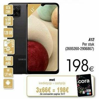 Cora Samsung smartphone a12 aanbieding