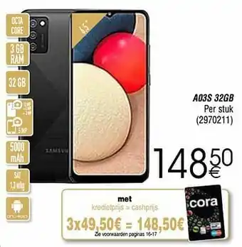 Cora Samsung a03s 32gb aanbieding