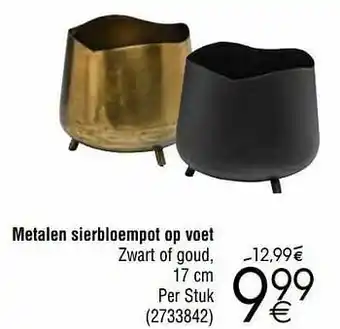Cora Metalen sierbloempot op voet aanbieding