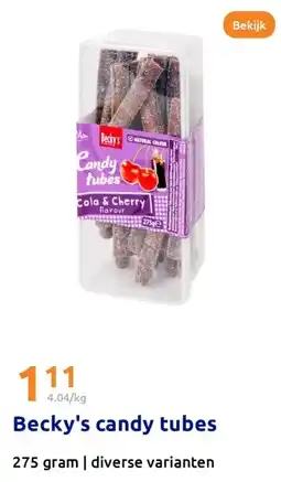 Action Becky's candy tubes aanbieding