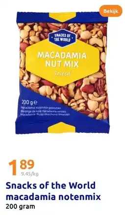 Action Snacks of the World macadamia notenmix aanbieding