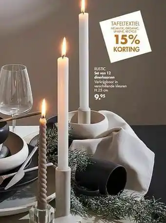 Casa Rustic set van 12 dinerkaarsen aanbieding