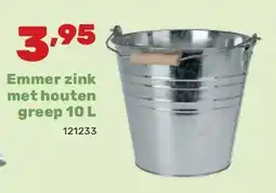Happyland Emmer zink met houten greep 10 L aanbieding