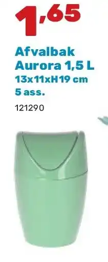Happyland Afvalbak Aurora 1,5 L 13x11xH19 cm 5 ass aanbieding