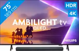 Coolblue Philips Ambilight 75 PUS8500 QLED 4K (2025) + JBL Bar 300 M2 Noir aanbieding
