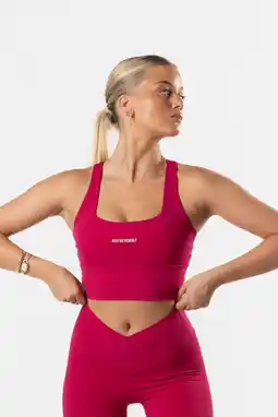 Decathlon Fitness Sportbeha met Gekruiste Rug/Cross Back Bra Fuchsia/Rood aanbieding