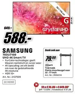MediaMarkt Samsung 70DU7100 UHD 4K Smart TV aanbieding