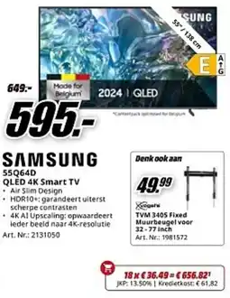 MediaMarkt Samsung 55Q64D QLED 4K Smart TV aanbieding