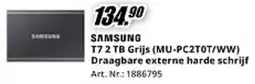MediaMarkt Samsung T7 2 TB Grijs (MU-PC2TOT/WW) Draagbare externe harde schrijf aanbieding
