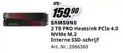 MediaMarkt Samsung 2 TB PRO Heatsink PCIe 4.0 NVMe M.2 Interne SSD-schrijf aanbieding