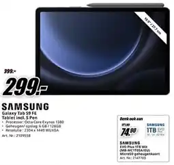 MediaMarkt Samsung Galaxy Tab S9 FE Tablet incl. S Pen aanbieding
