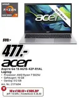MediaMarkt Acer Aspire Go 15 AG15-42P-R1AL Laptop aanbieding