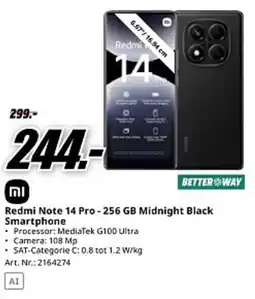 MediaMarkt Redmi Note 14 Pro 256 GB Midnight Black Smartphone aanbieding