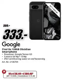 MediaMarkt Google Pixel 8a 128GB Obsidian Smartphone aanbieding