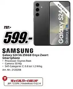 MediaMarkt Samsung Galaxy S24 5G 256GB Onyx Zwart Smartphone aanbieding