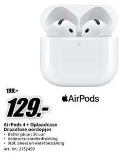 MediaMarkt AirPods 4+ Oplaadcase Draadloze oordopjes aanbieding