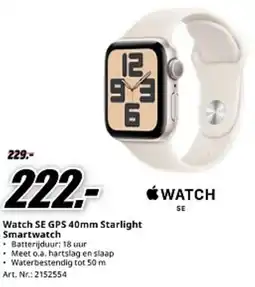 MediaMarkt Watch SE GPS 40mm Starlight Smartwatch aanbieding