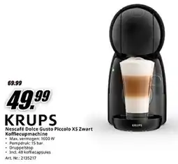 MediaMarkt Krups Nescafé Dolce Gusto Piccolo XS Zwart Koffiecupmachine aanbieding